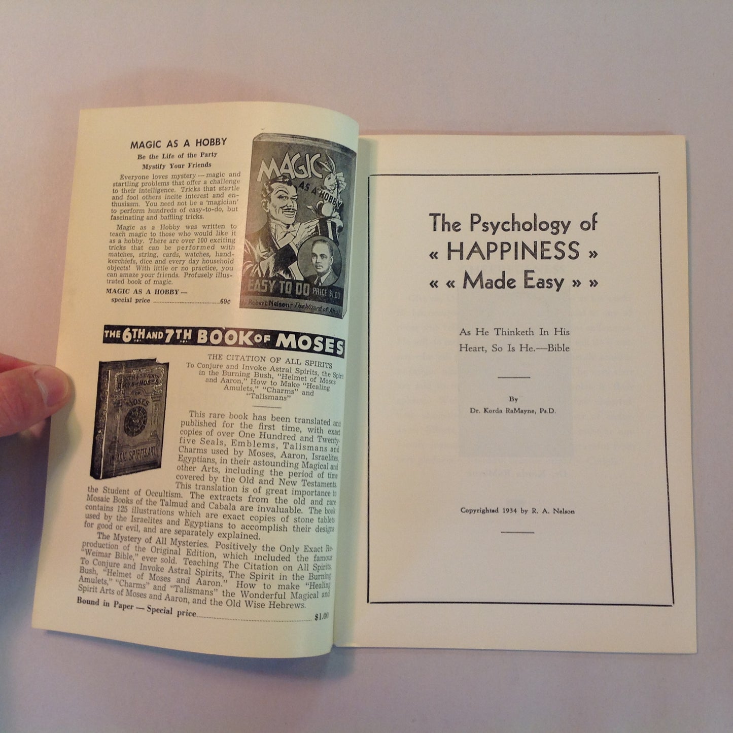 Vintage 1934 Metaphysical Booklet The Psychology of Happiness Made Easy! Korda Ra Mayne