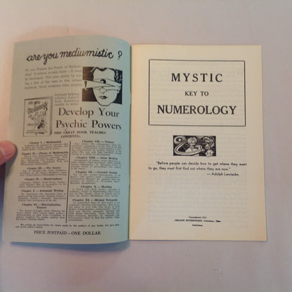 Vintage 1931 Metaphysical Booklet Numerology Korda Ra Mayne