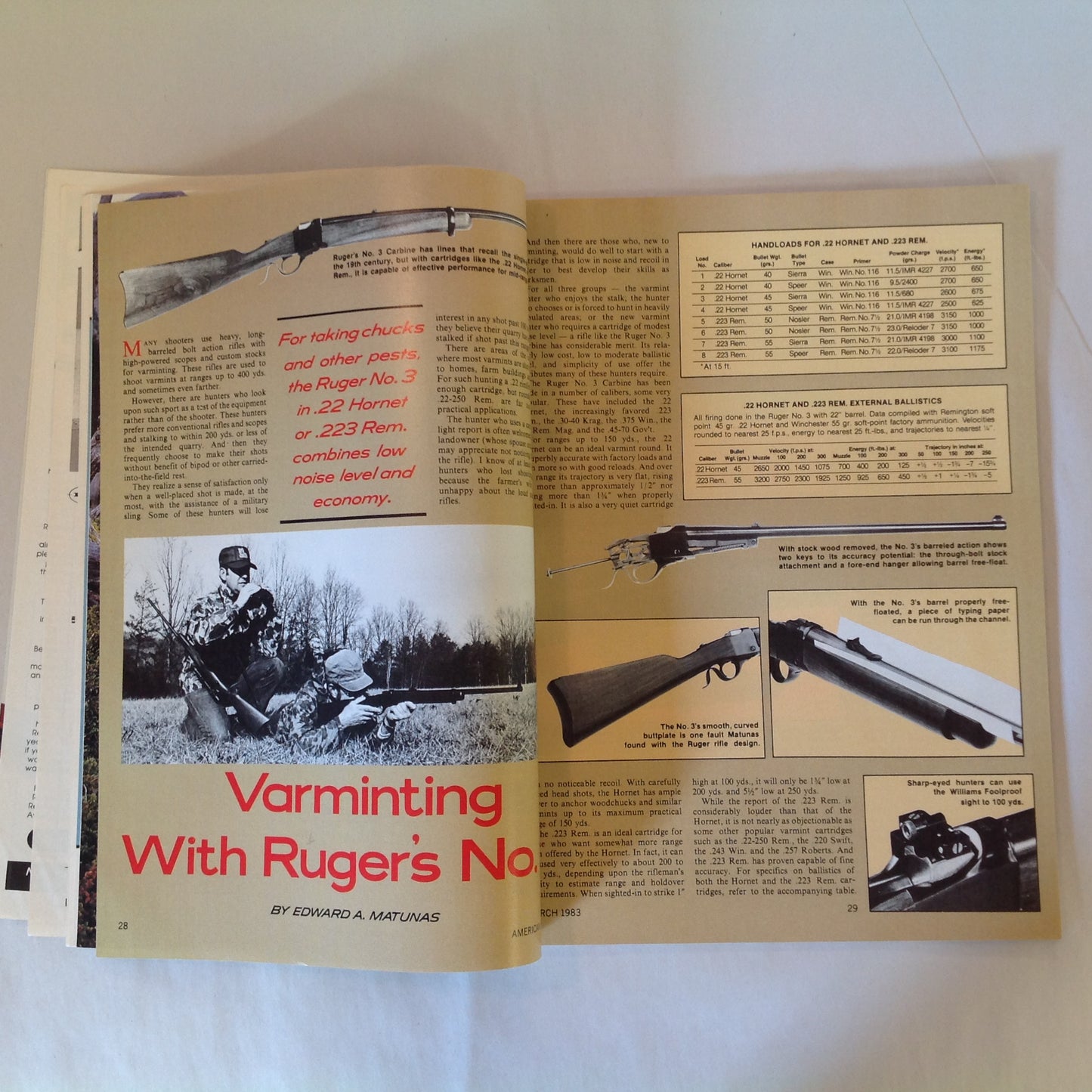 Vintage Mar 1983 American Rifleman Magazine Automatics From Steyr Firearms Plating Kimber .22 Hornet