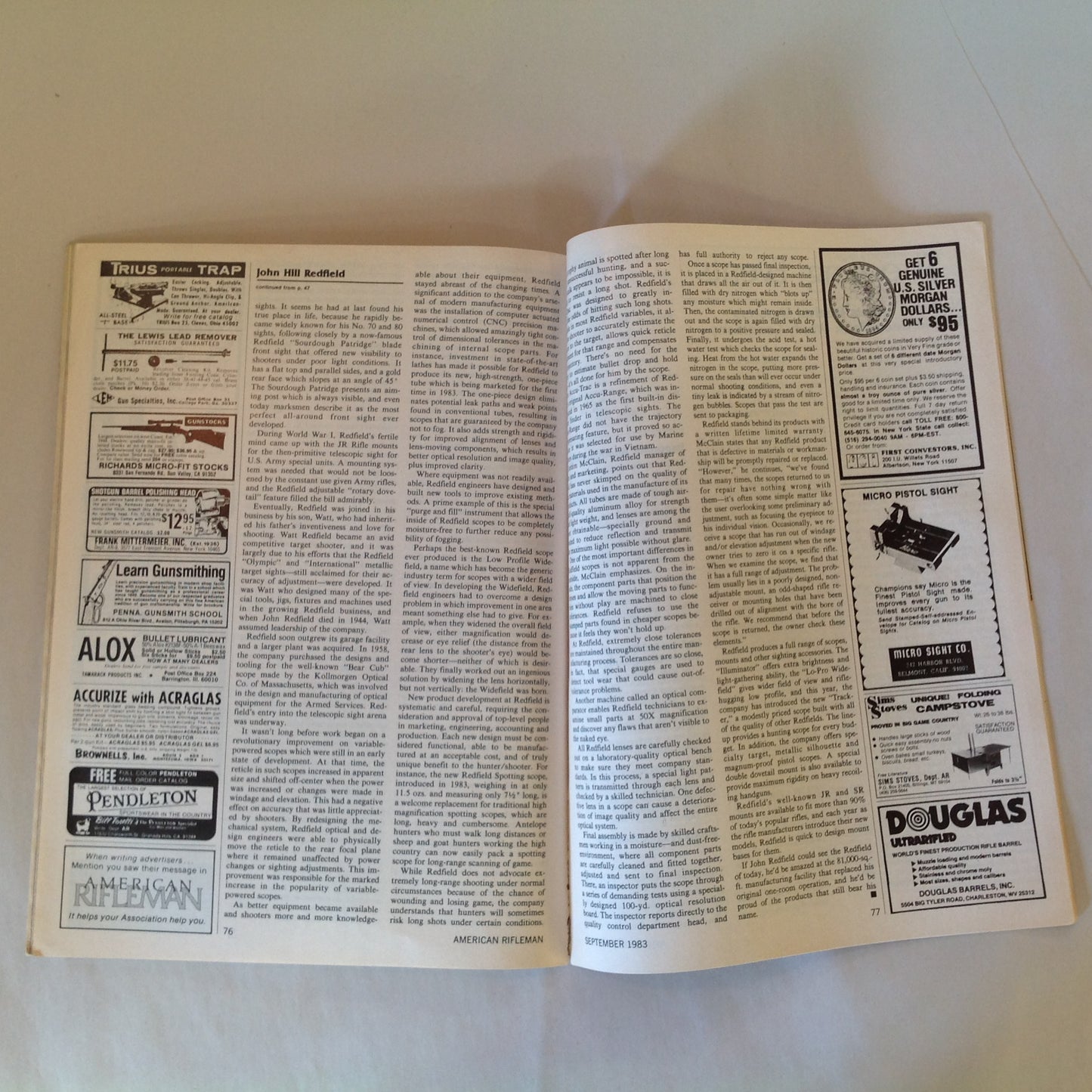 Vintage Sep 1983 American Rifleman Magazine New Colt Series 80 Pistol Remington 3 Millionth 1100 Buckshot Ruining Goose Hunting