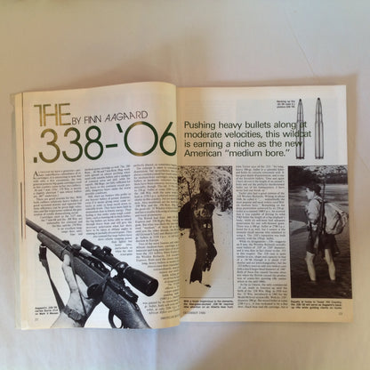 Vintage Dec 1986 American Rifleman Magazine Aagaard Tests the .338-'06 Blackpowder and Steel Targets