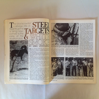 Vintage Dec 1986 American Rifleman Magazine Aagaard Tests the .338-'06 Blackpowder and Steel Targets