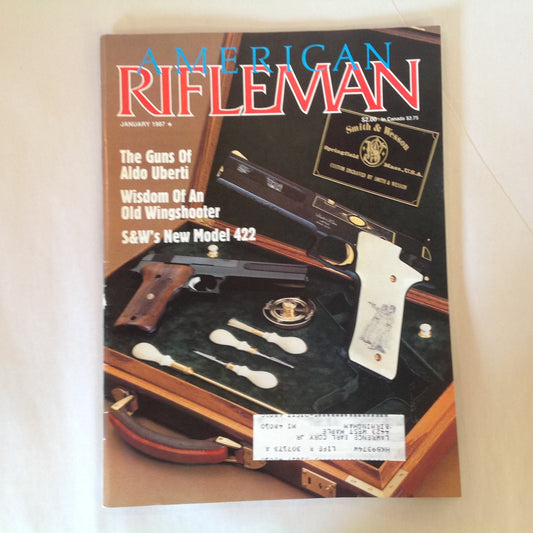 Vintage Jan 1987 American Rifleman Magazine Guns of Aldo Uberti Old Wingshooter Wisdom S&W's New Model 422