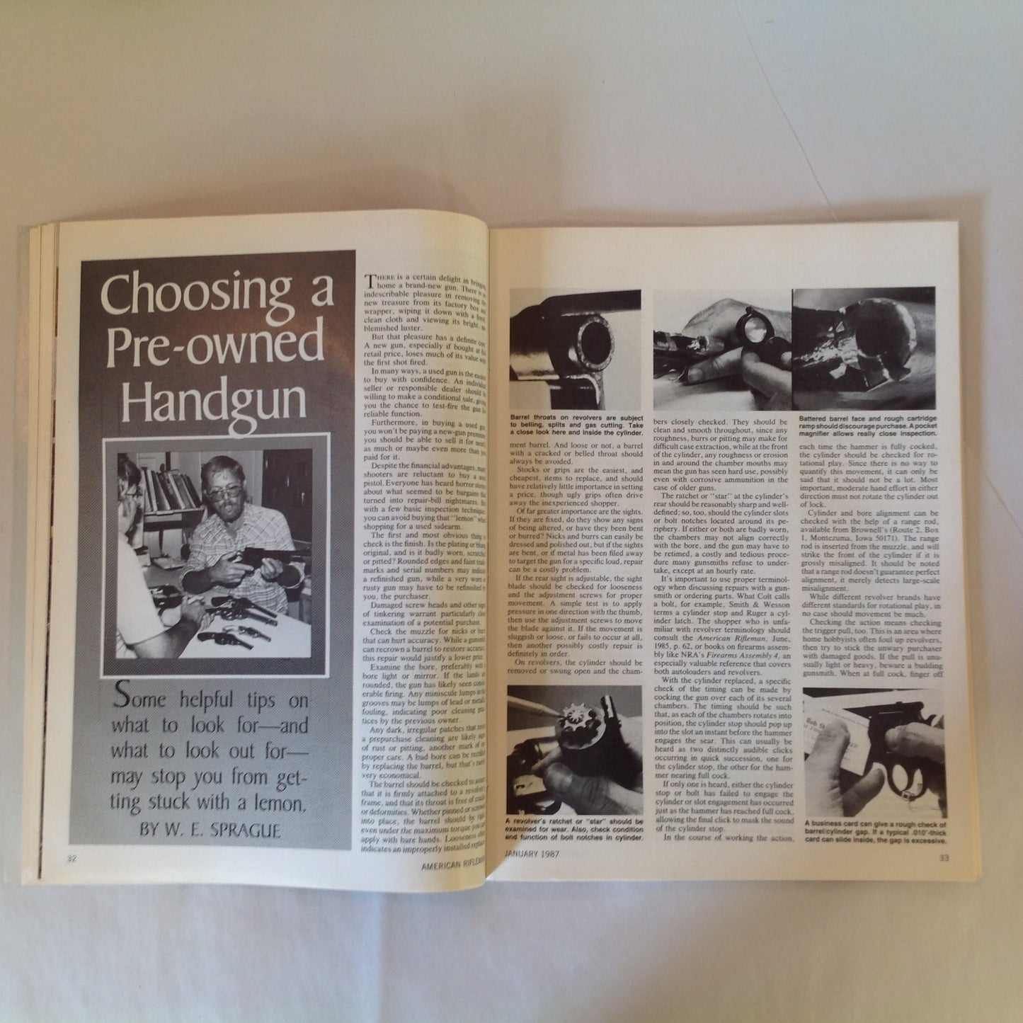 Vintage Jan 1987 American Rifleman Magazine Guns of Aldo Uberti Old Wingshooter Wisdom S&W's New Model 422