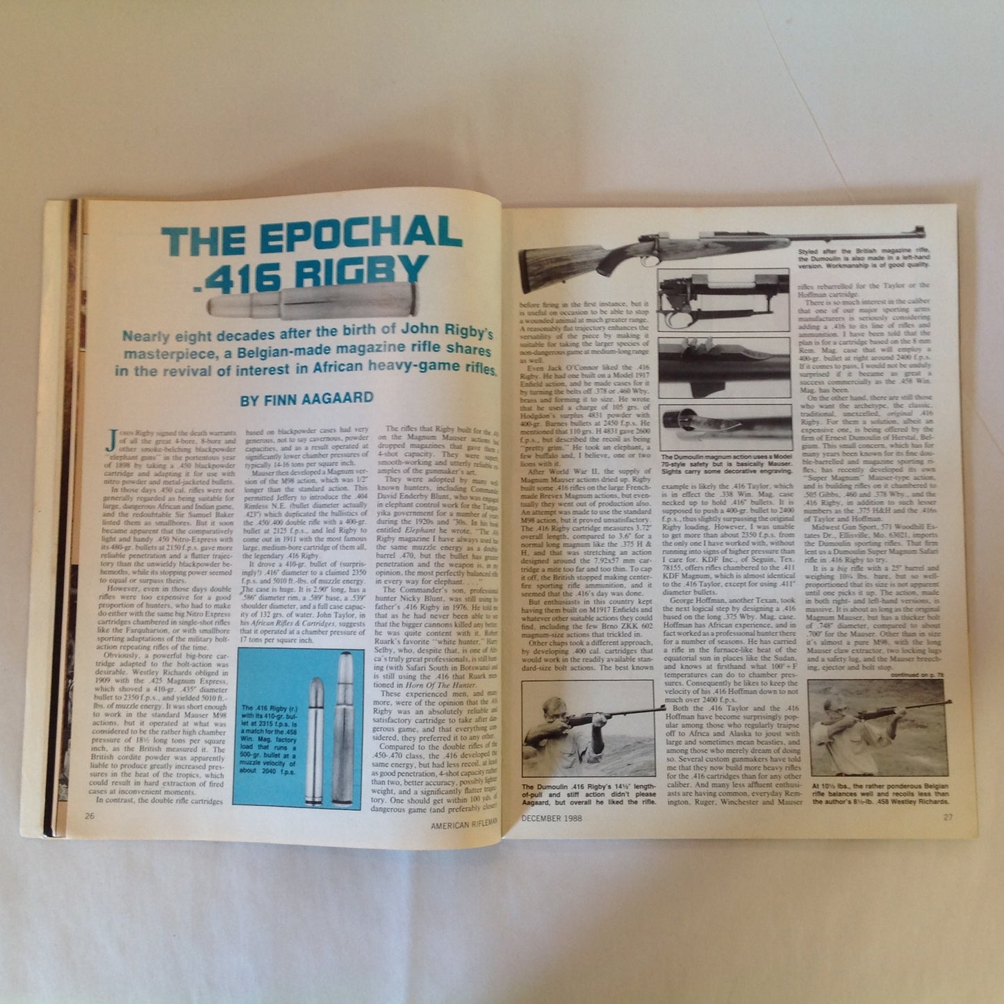 Vintage Dec 1988 American Rifleman Magazine Benelli Montefeltro Super 90 Firearms Laws Made in Japan Guns & Election Ruger's P-85