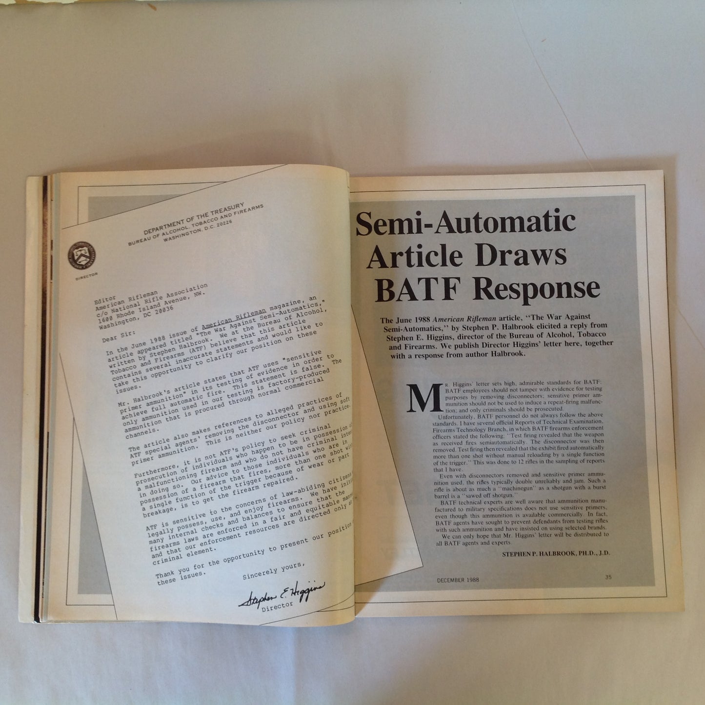 Vintage Dec 1988 American Rifleman Magazine Benelli Montefeltro Super 90 Firearms Laws Made in Japan Guns & Election Ruger's P-85