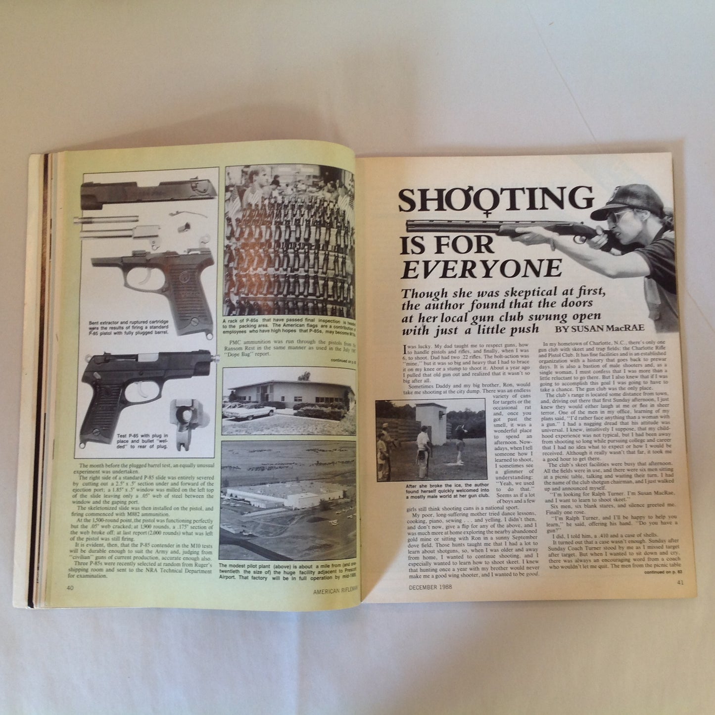 Vintage Dec 1988 American Rifleman Magazine Benelli Montefeltro Super 90 Firearms Laws Made in Japan Guns & Election Ruger's P-85