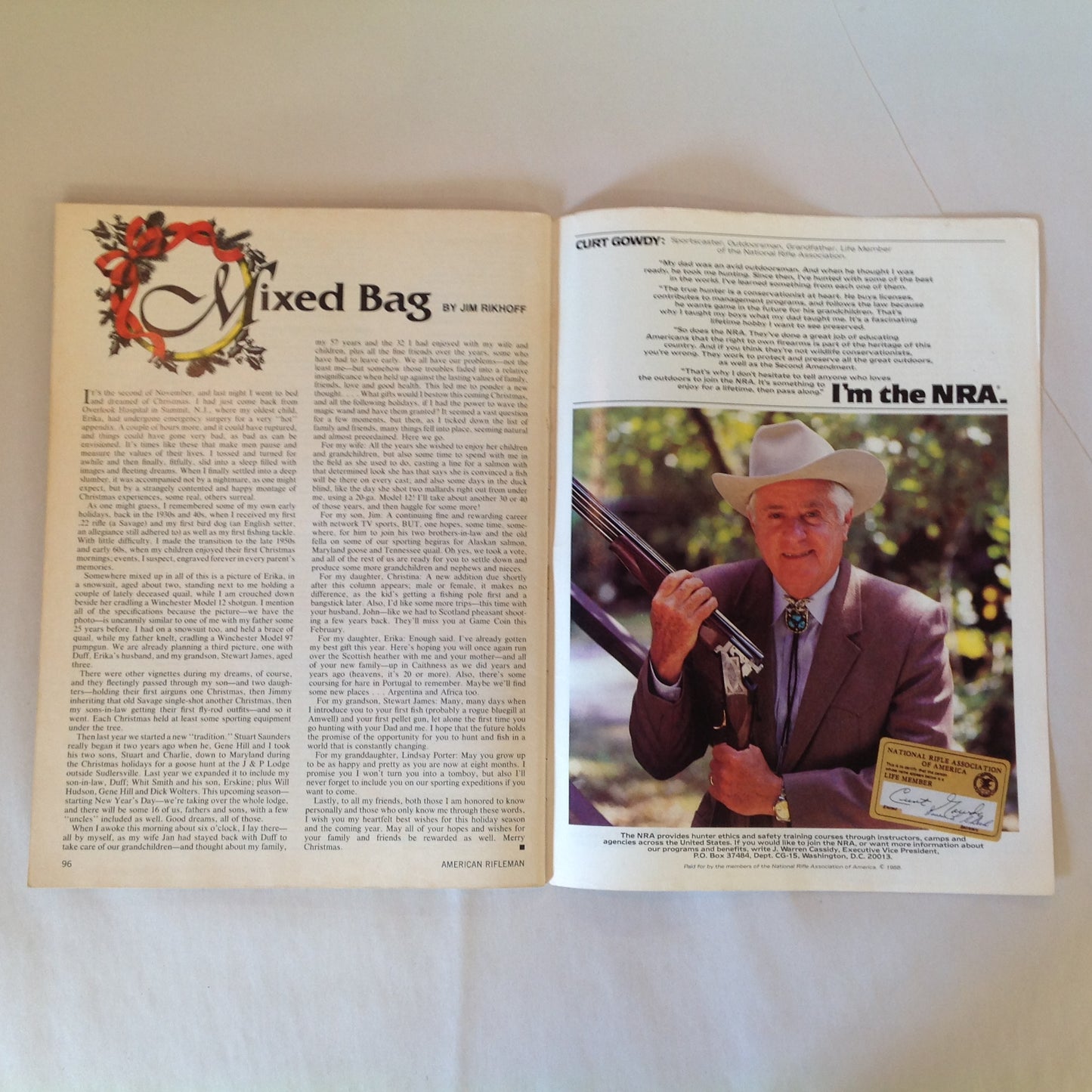 Vintage Dec 1988 American Rifleman Magazine Benelli Montefeltro Super 90 Firearms Laws Made in Japan Guns & Election Ruger's P-85