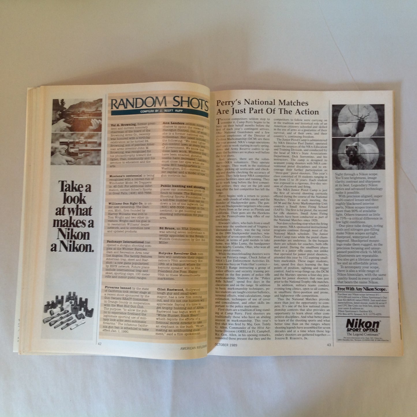 Vintage Oct 1989 American Rifleman Magazine Camp Perry 1989