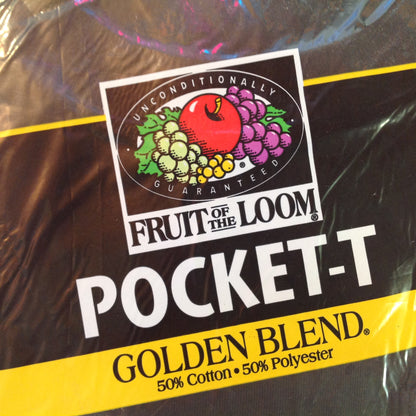 Vintage 1998 NOS Fruit of the Loom Men's Black Large Pocket 50/50 T-Shirt