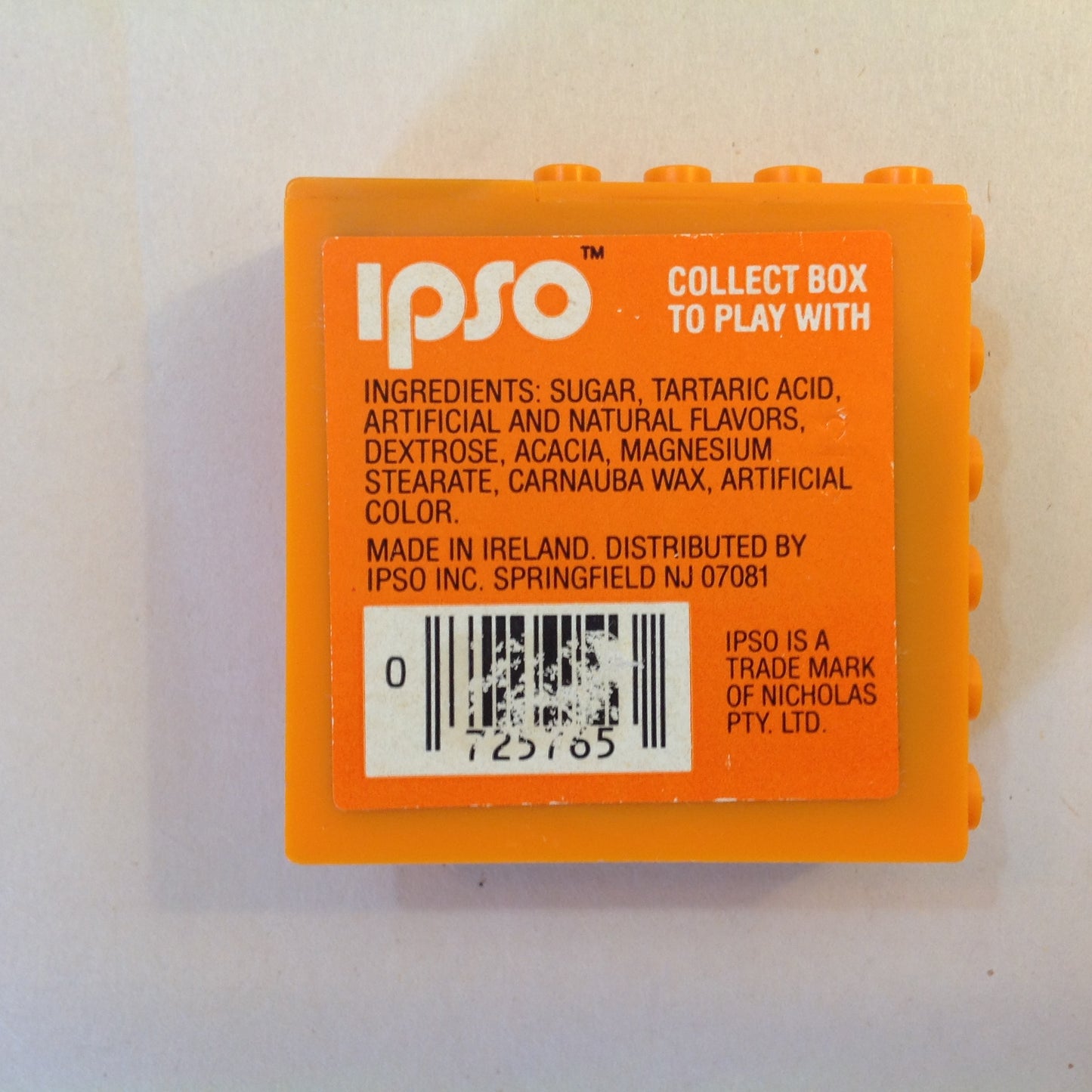 Vintage NOS Unopened IPSO Orange Drops .5oz Candy Container