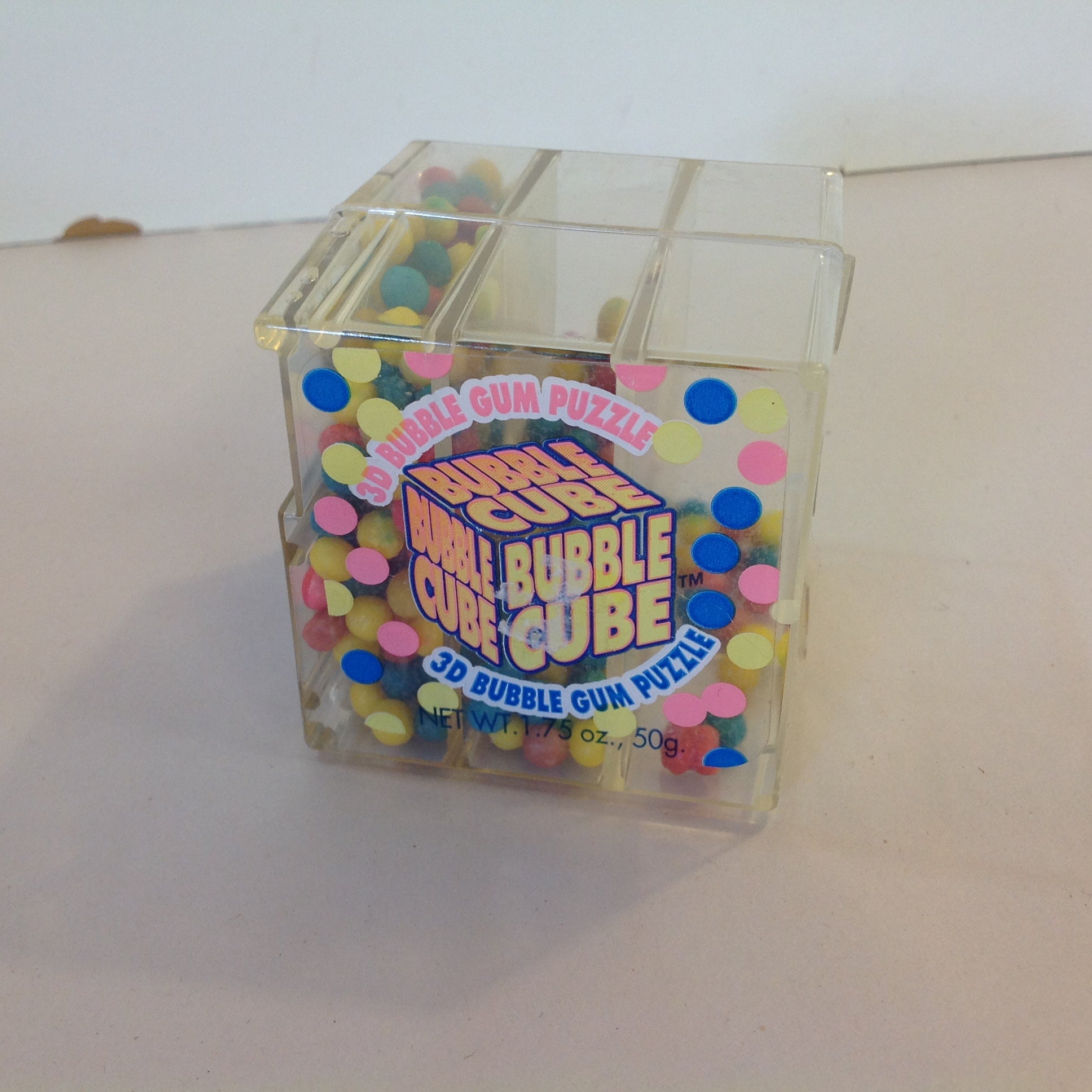 Vintage 1994 NOS Unopened Amurol Confections Bubble Cube 3D Bubble Gum Puzzle 1.75oz Candy Container