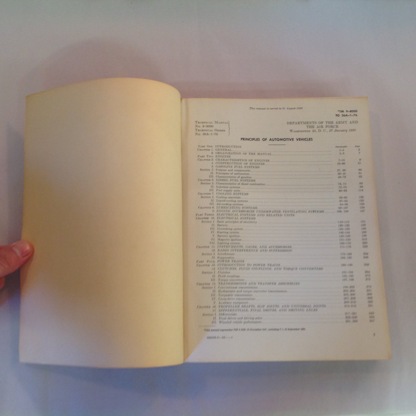 Vintage Jan 1956 Dep't of US Army/Air Force Technical Manual TM9-8000 Principles of Automotive Vehicles