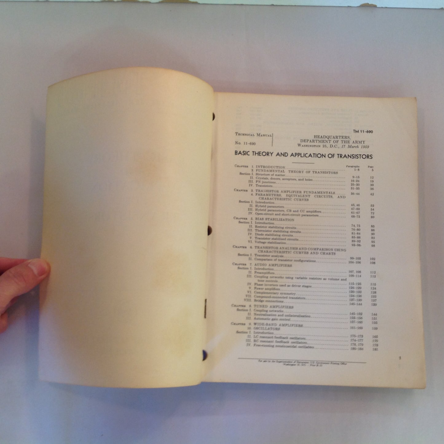 Vintage Mar 1959 Dep't of Army Technical Manual TM11-690 Basic Theory and Application of Transistors