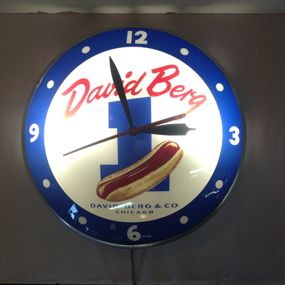 Vintage 1940's-50's Plastic Double Bubble Clock David Berg Chicago Hot Dogs Advertising Products Illuminated