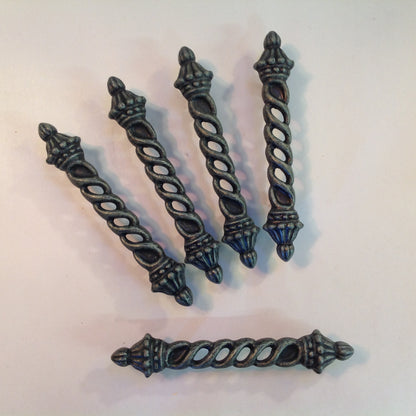 Vintage Ajax Pewter Spiral Drawer Pull Handle Finial Cap