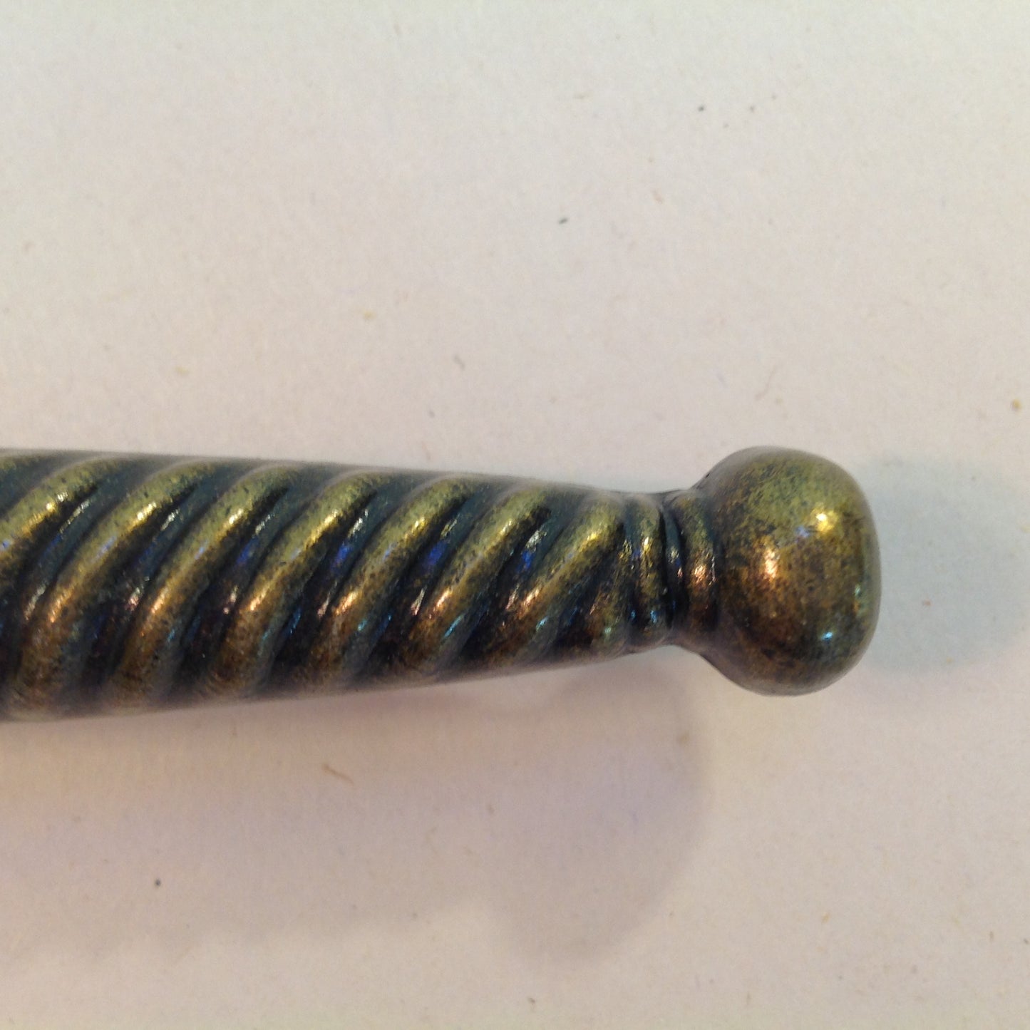 Vintage Ajax Brass Twist Motif Drawer Pull Handle Cap End