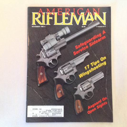 Vintage Nov 1988 American Rifleman Magazine Safeguarding Sidearm 17 Tips Wingshooting Aagaard Open Sights