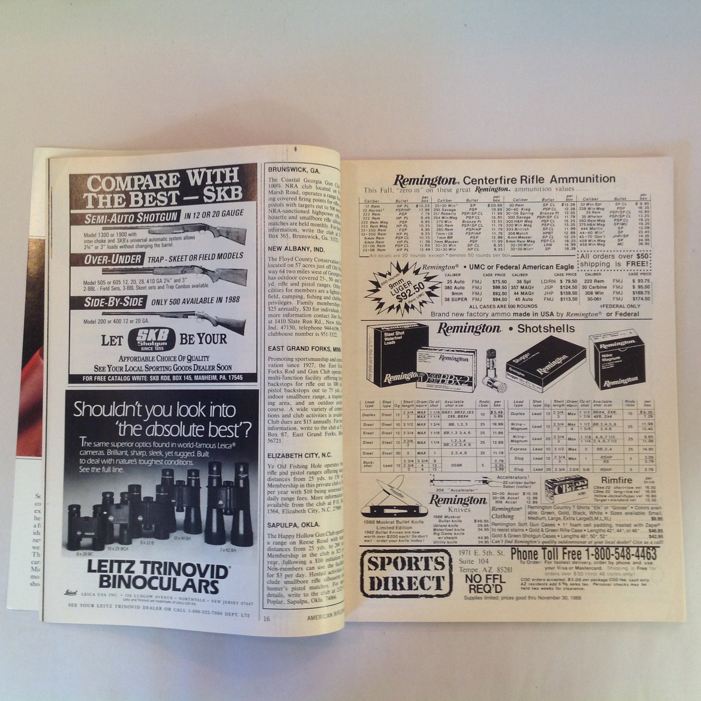 Vintage Nov 1988 American Rifleman Magazine Safeguarding Sidearm 17 Tips Wingshooting Aagaard Open Sights
