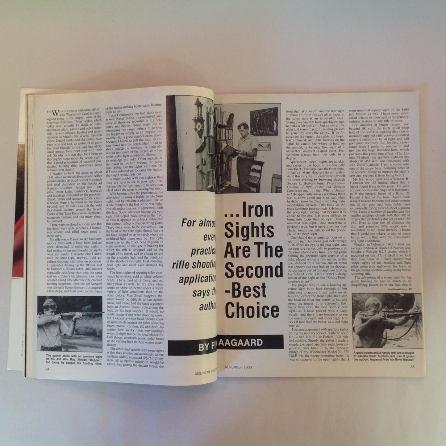 Vintage Nov 1988 American Rifleman Magazine Safeguarding Sidearm 17 Tips Wingshooting Aagaard Open Sights