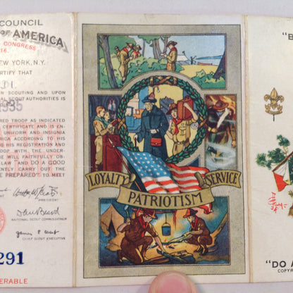 Vintage 1935 Boy Scouts of America BSA Membership Card with Sleeve Be Prepared Do A Good Turn Daily