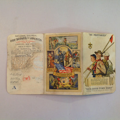 Vintage 1935 Boy Scouts of America BSA Membership Card with Sleeve Be Prepared Do A Good Turn Daily The Scouting Trail