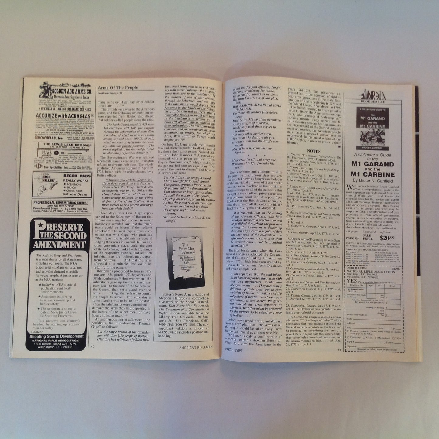 Vintage Mar 1989 American Rifleman Magazine Handguns for Ladies