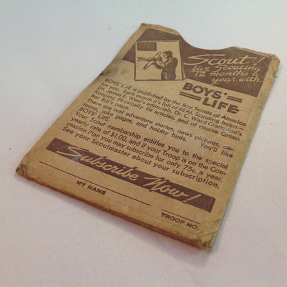 Vintage 1935 Boy Scouts of America BSA Membership Card with Sleeve Be Prepared Do A Good Turn Daily The Scouting Trail