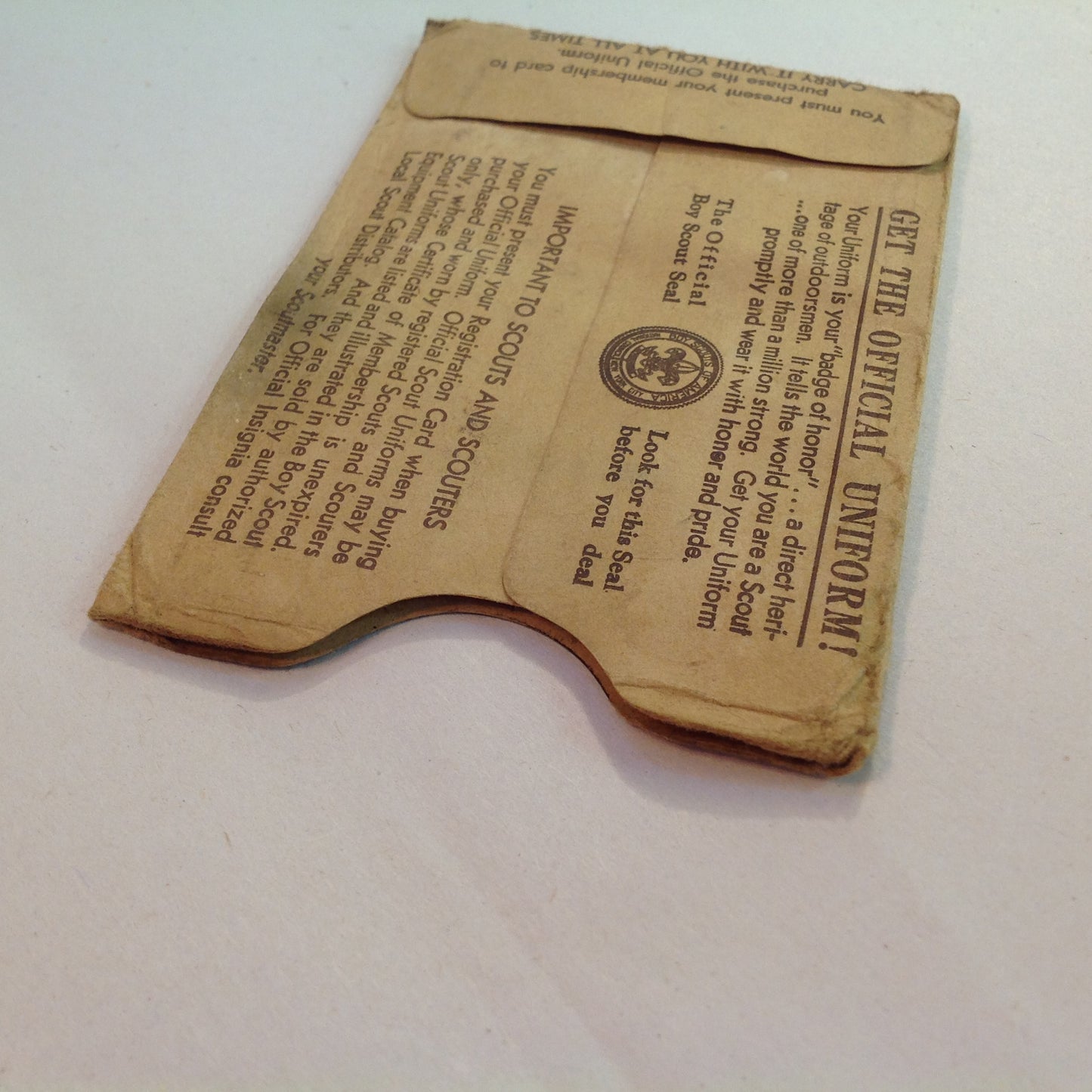 Vintage 1935 Boy Scouts of America BSA Membership Card with Sleeve Be Prepared Do A Good Turn Daily The Scouting Trail