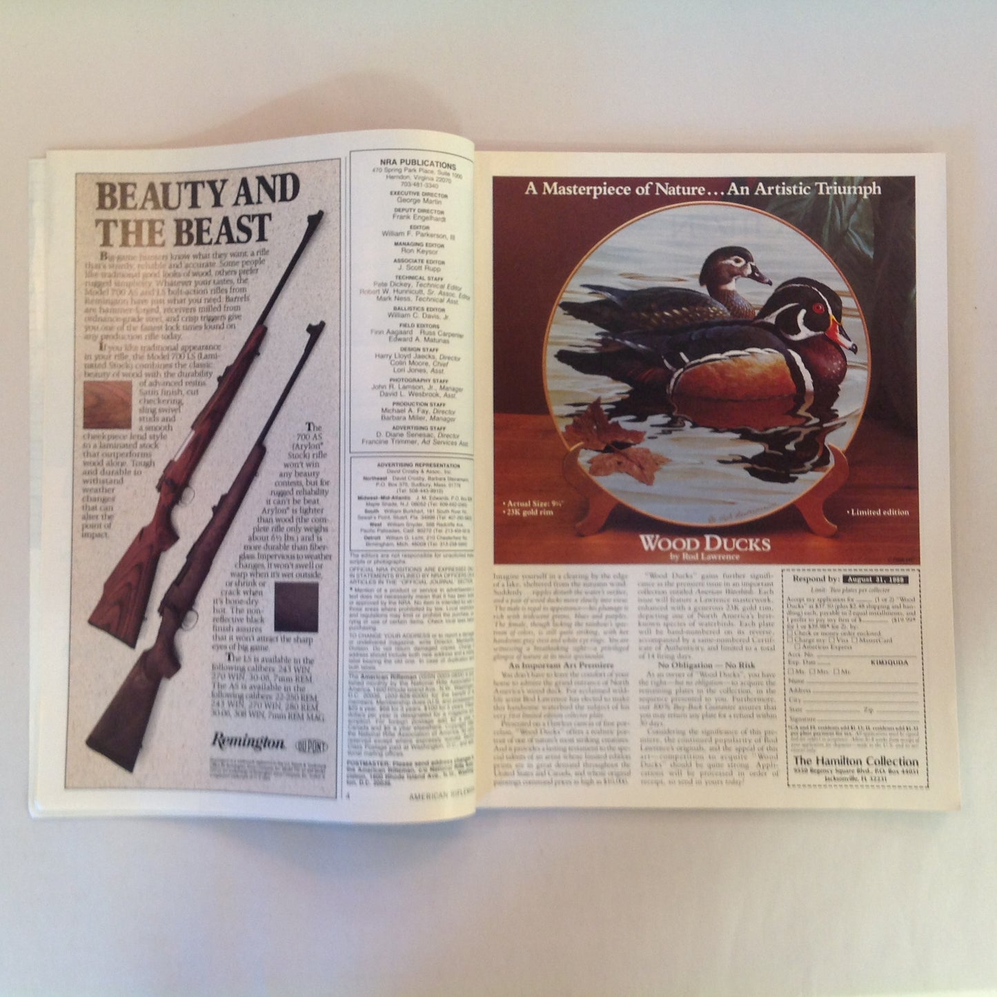 Vintage Jul 1989 American Rifleman Magazine Cap Pistol Collectibles Aagaard Arms Powder Laminated Stocks