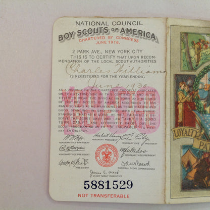 Vintage 1935 Boy Scouts of America BSA Membership Card with Sleeve Be Prepared Do A Good Turn Daily