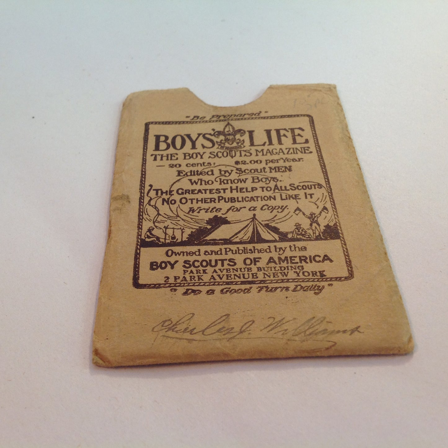 Vintage 1935 Boy Scouts of America BSA Membership Card with Sleeve Be Prepared Do A Good Turn Daily