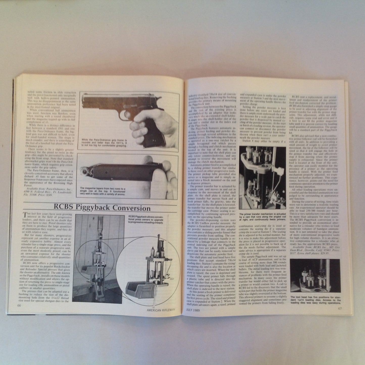 Vintage Jul 1989 American Rifleman Magazine Cap Pistol Collectibles Aagaard Arms Powder Laminated Stocks