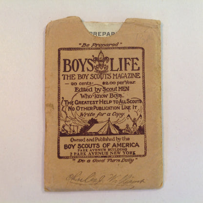 Vintage 1935 Boy Scouts of America BSA Membership Card with Sleeve Be Prepared Do A Good Turn Daily