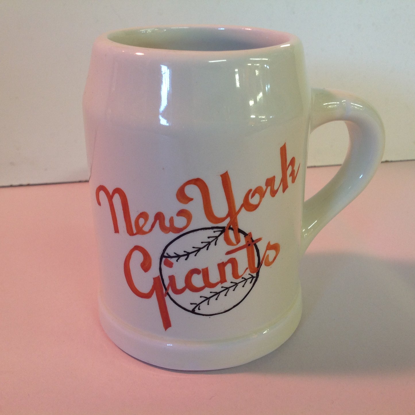 Vintage 1950's MLB New York Giants Baseball Mug Handpainted Logo Ceramic NY