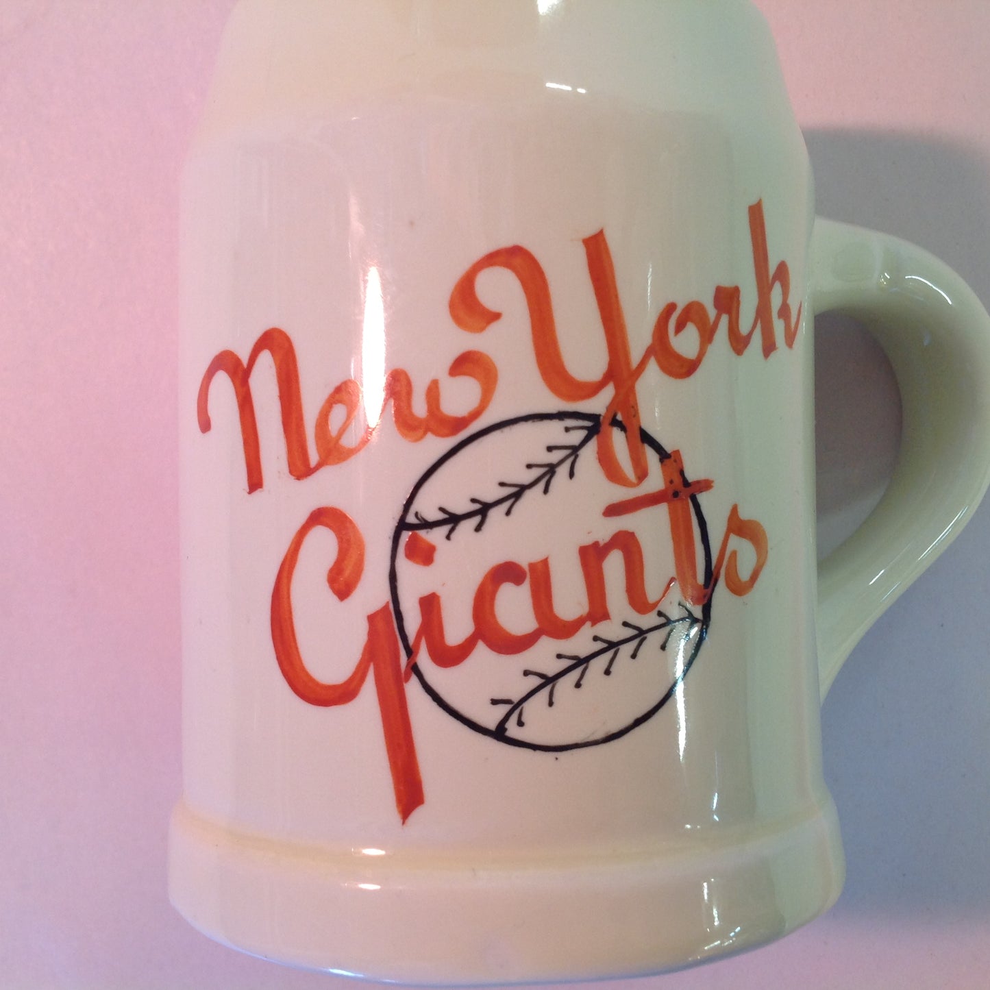 Vintage 1950's MLB New York Giants Baseball Mug Handpainted Logo Ceramic NY