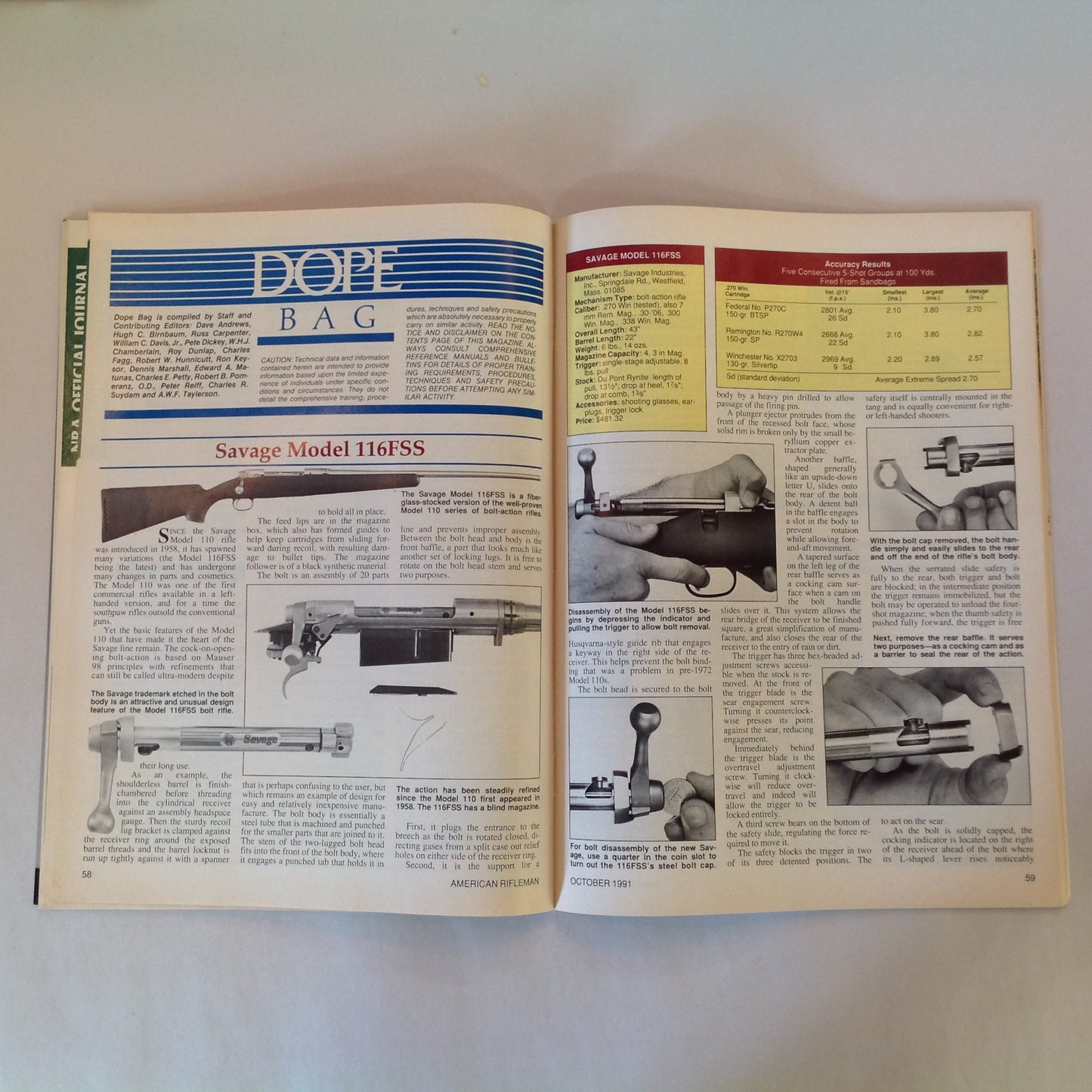Vintage Oct 1991 American Rifleman Magazine Camp Perry 1991