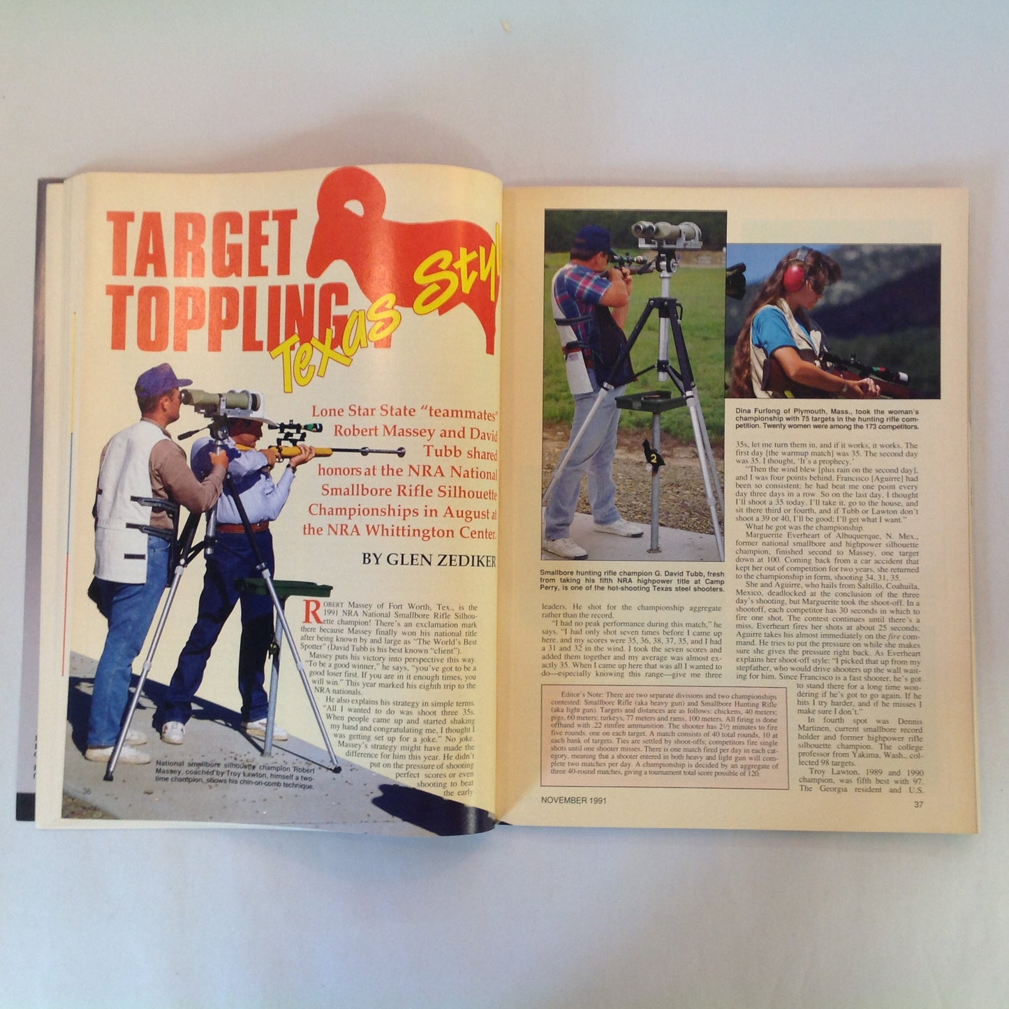 Vintage Nov 1991 American Rifleman Magazine Ruger First .45 Auto Women & the Militia Shotgun Slugs