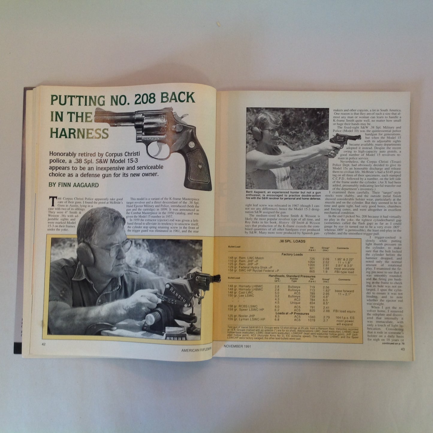 Vintage Nov 1991 American Rifleman Magazine Ruger First .45 Auto Women & the Militia Shotgun Slugs