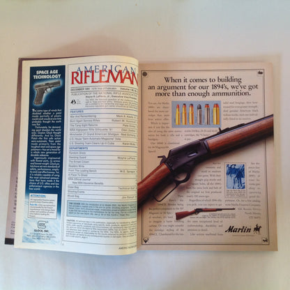 Vintage Dec 1991 American Rifleman Magazine Marlin Model 2000 Exclusive Report WWII Winchester Shotgun Tang Sight
