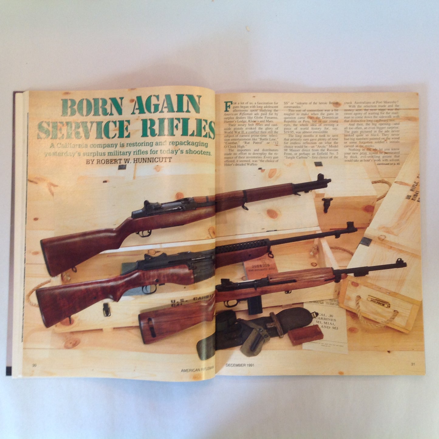 Vintage Dec 1991 American Rifleman Magazine Marlin Model 2000 Exclusive Report WWII Winchester Shotgun Tang Sight