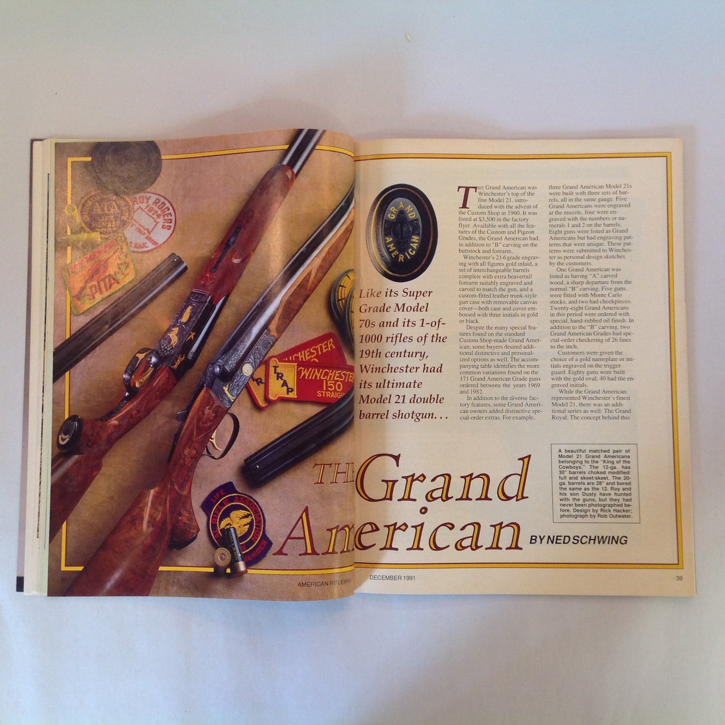 Vintage Dec 1991 American Rifleman Magazine Marlin Model 2000 Exclusive Report WWII Winchester Shotgun Tang Sight