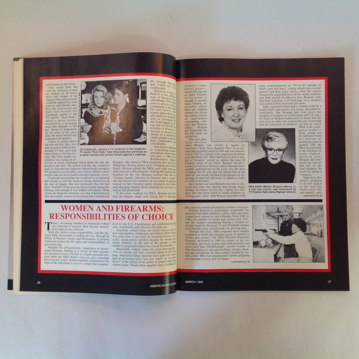 Vintage Mar 1992 American Rifleman Magazine All American Colt Model 2000 Women in America NRA Crimestrike