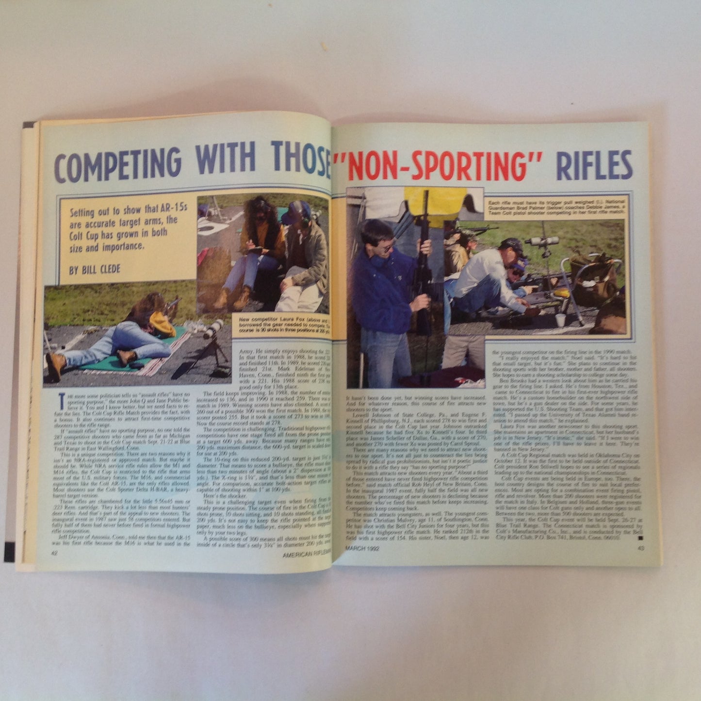 Vintage Mar 1992 American Rifleman Magazine All American Colt Model 2000 Women in America NRA Crimestrike