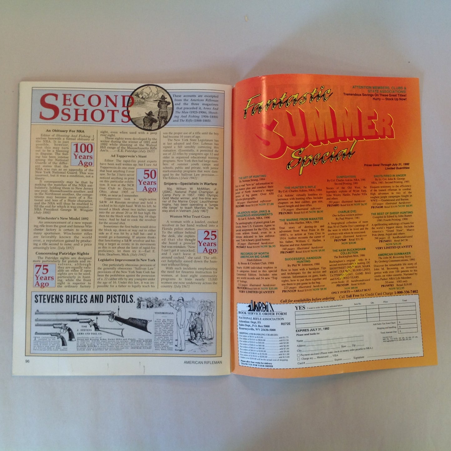 Vintage Jul 1992 American Rifleman Magazine Bullet Tip Damage & Accuracy Top Loads .270 Winchester Ruger Palma Match L.A. Riots