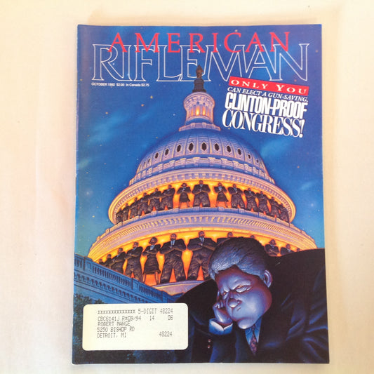 Vintage Oct 1992 American Rifleman Magazine Clinton-Proof Congress NRA Propaganda
