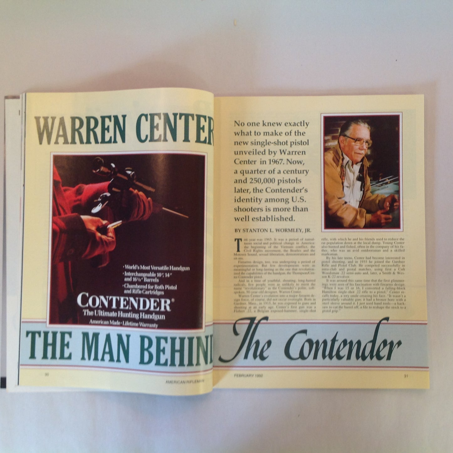 Vintage Feb 1992 American Rifleman Magazine State Constitutions and 2nd Amendment T/C Contender Turns 25