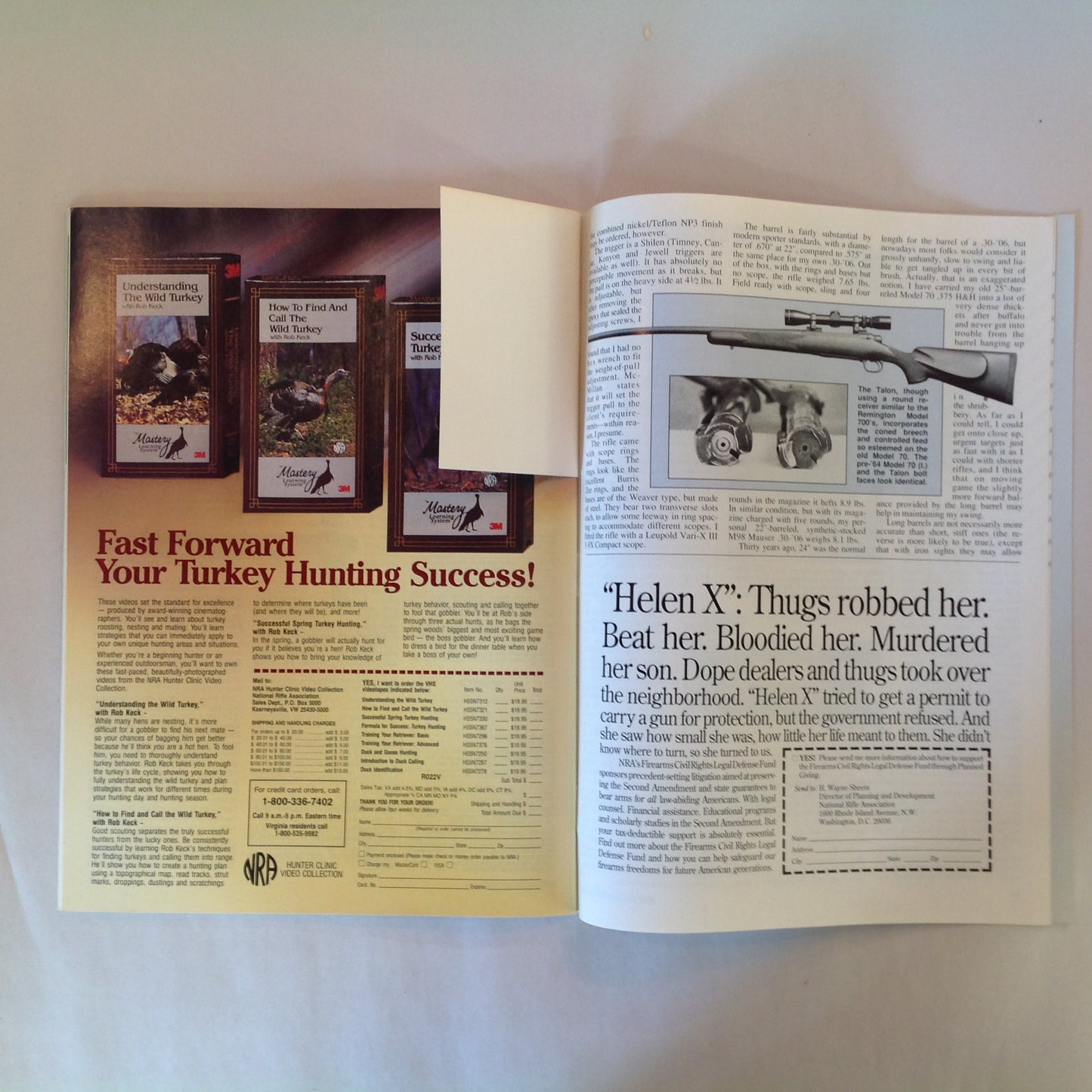 Vintage Feb 1992 American Rifleman Magazine State Constitutions and 2nd Amendment T/C Contender Turns 25