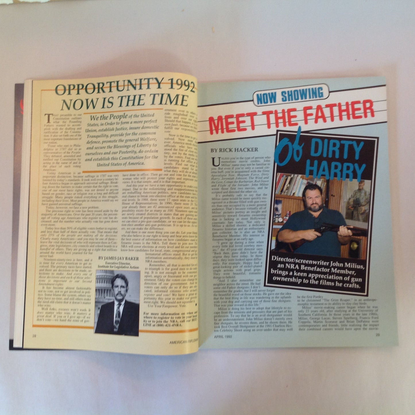 Vintage Apr 1992 American Rifleman Magazine NRA & Hunting SHOT Show '92 Review Carl Gustaf 2000 John Milius