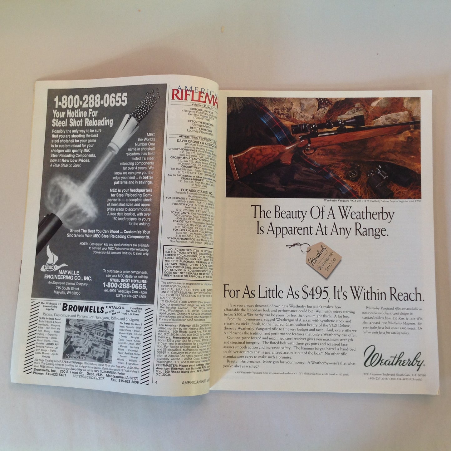 Vintage Sep 1992 American Rifleman Magazine Congress Pro-Hunting Mausers Magnum Firepower Gun Rights Disinformation